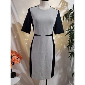 COS Color Block Scuba Knit Jewel Neck Sheath Dress Size 6 Office Career Neutral